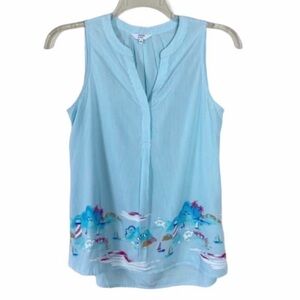 Crow & Ivy Pinstripe Blue with Beach Printed Sise S